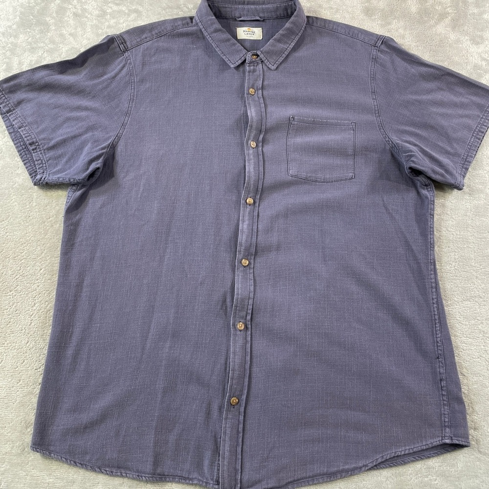 Marine Layer Shirt Men XXL Blue Beach Casual Vacation Resort Short Sleeve Button